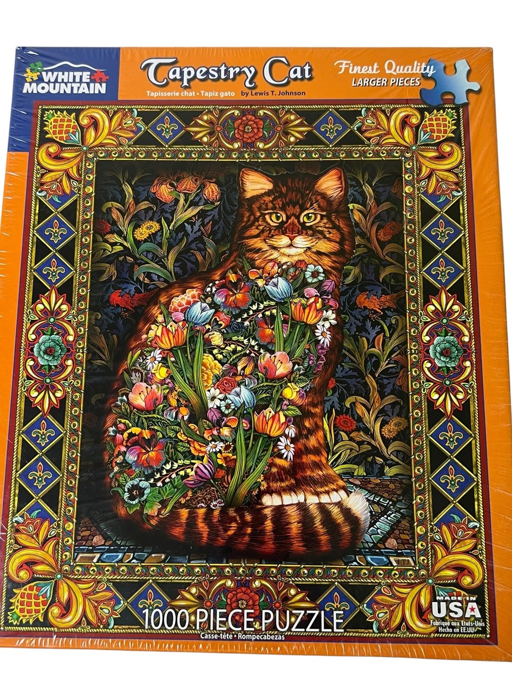 White Mountain NEW SEALED 1000 Piece Tapestry Cat Puzzle